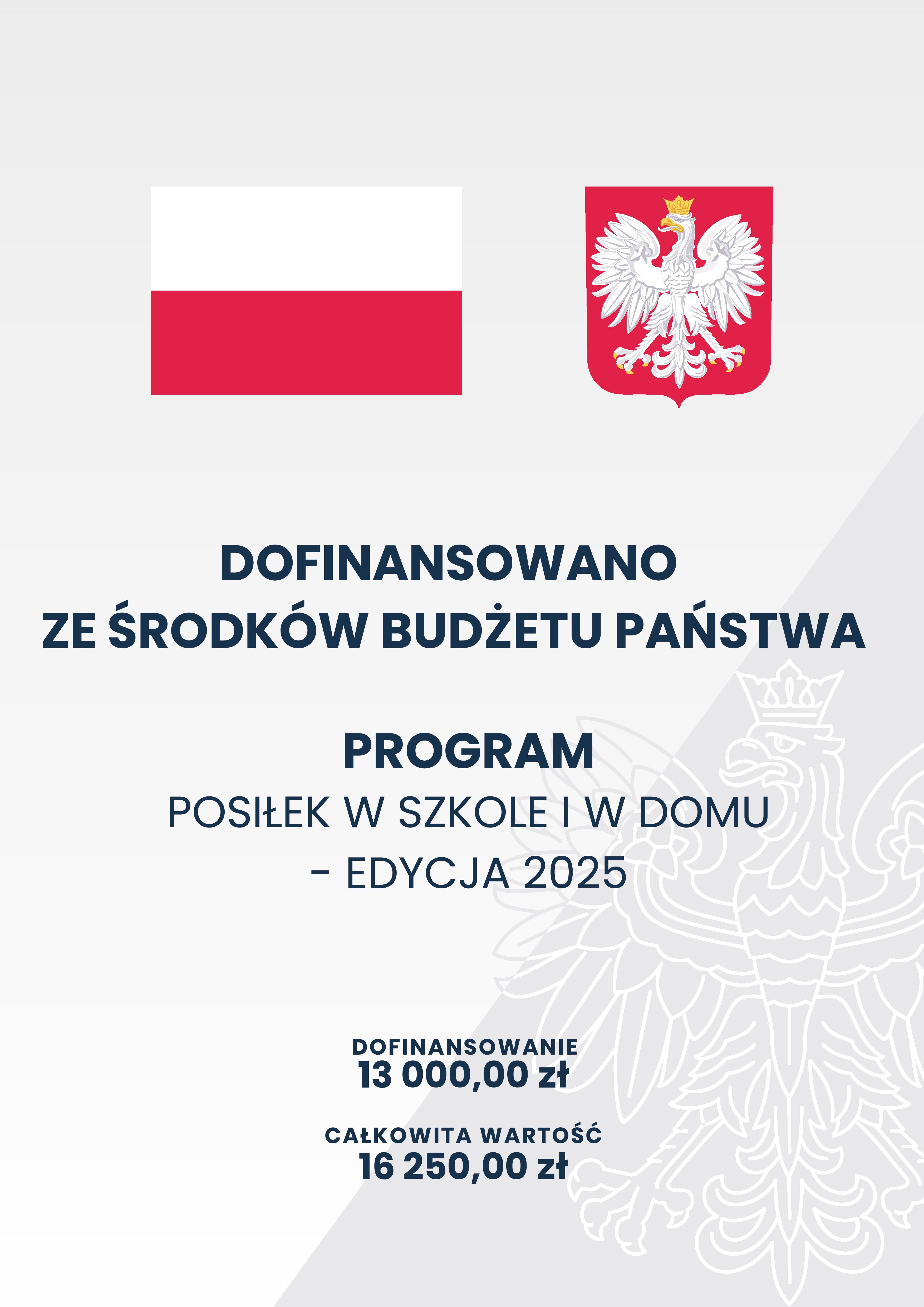 plakat dofinansowanie posiłek w szkole i w domu