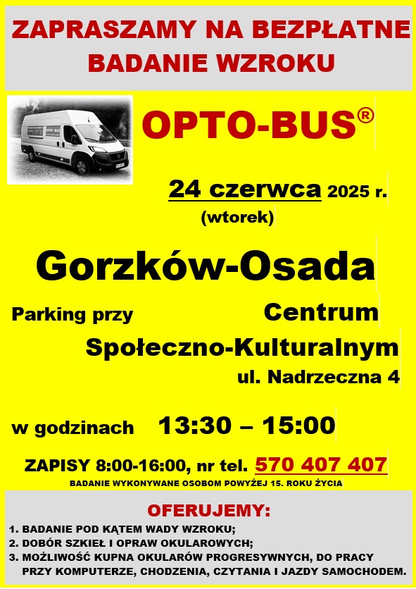 plakat opto bus bezpłatne badanie wzroku