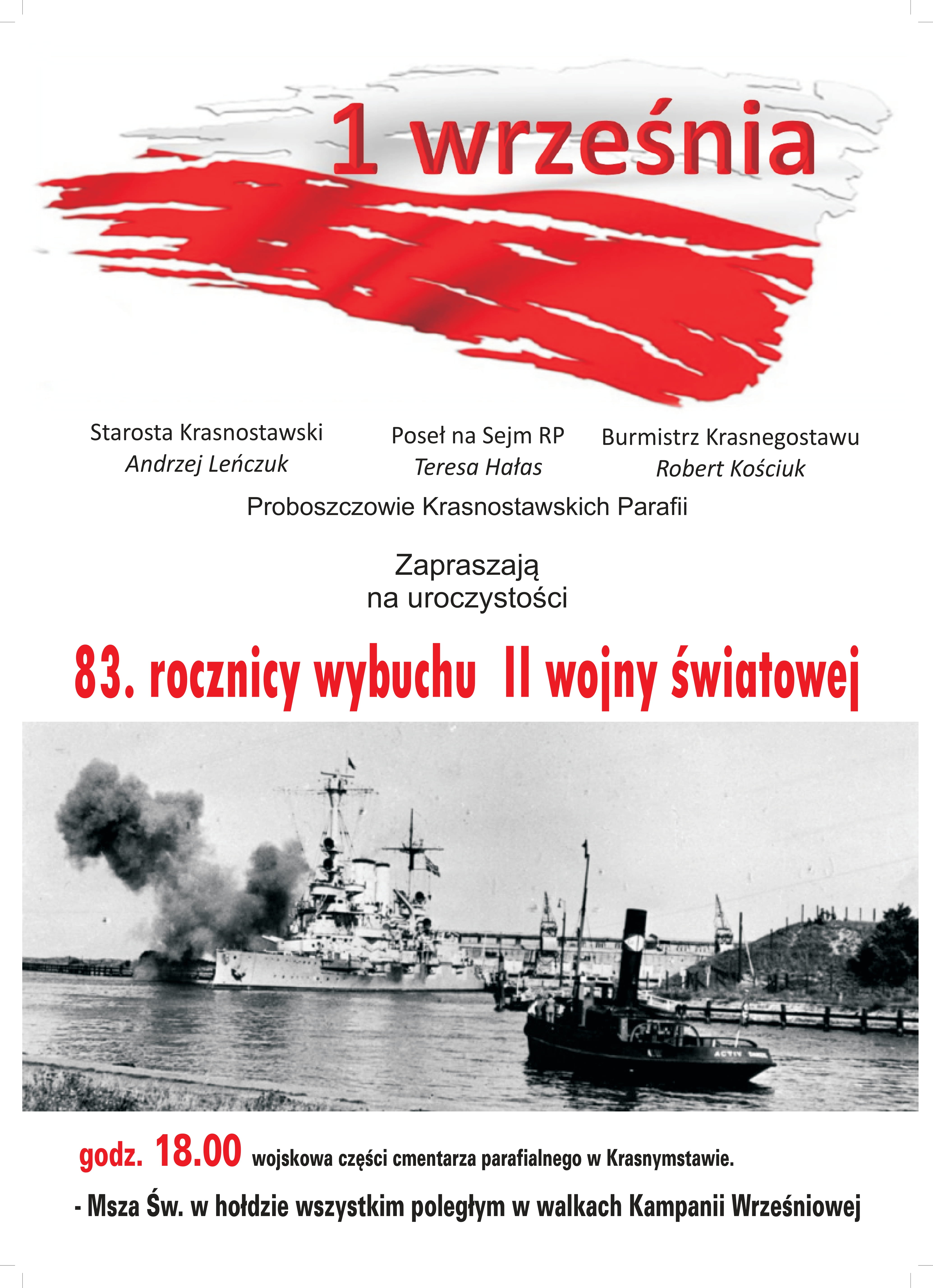 Plakat obchodów 83 rocznicy wybuchu II wojny światowej